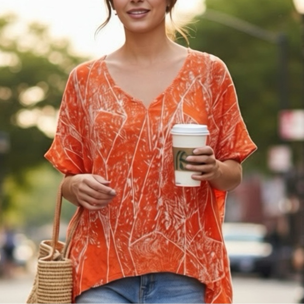 MOSSIMO Orange and White Short Sleeve Small Petite